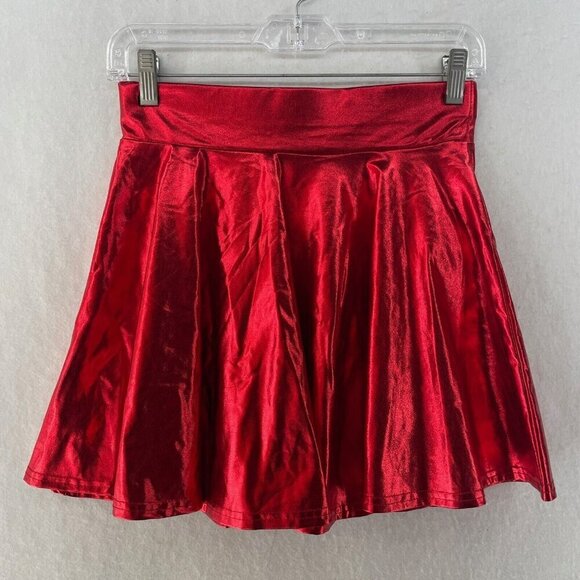 Urban Coco Skirt Women's Sz S Red A-Line High-Rise Elastic Waist Stretch Velvet - Picture 1 of 9